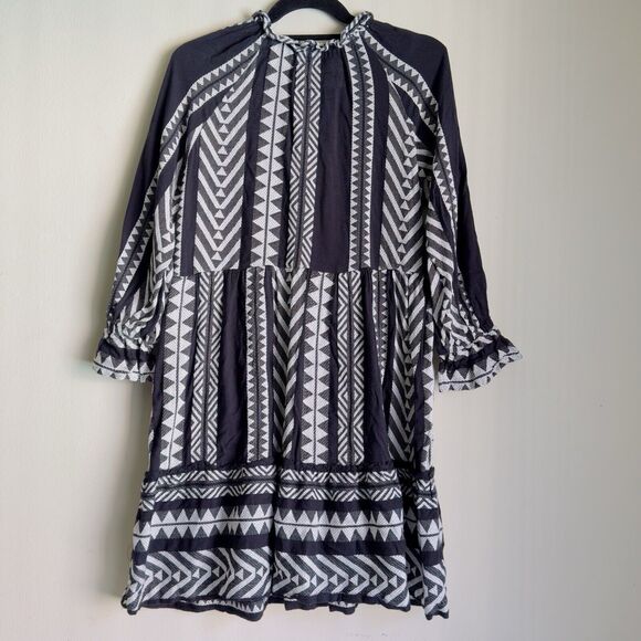 Maeve Dominique Tunic Dress Size XS Petite Tribal Boho Black White Anthro - Picture 11 of 16